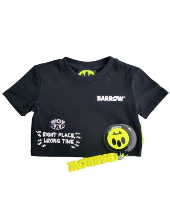 BARROW KIDS - Cropped T-Shirt with Logo - Black