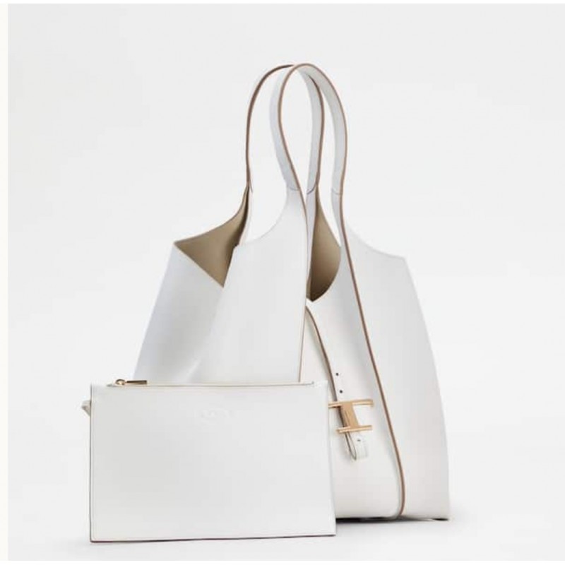 TOD'S - TIMELESS Leather Shopping Bag - Milk White