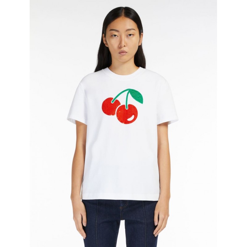 SPORTMAX - Cotton Printed T-Shirt - White/Cherries