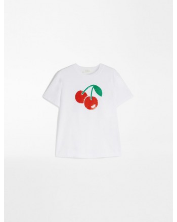 SPORTMAX - T-Shirt Stampa in Cotone - Bianco/Ciliegie