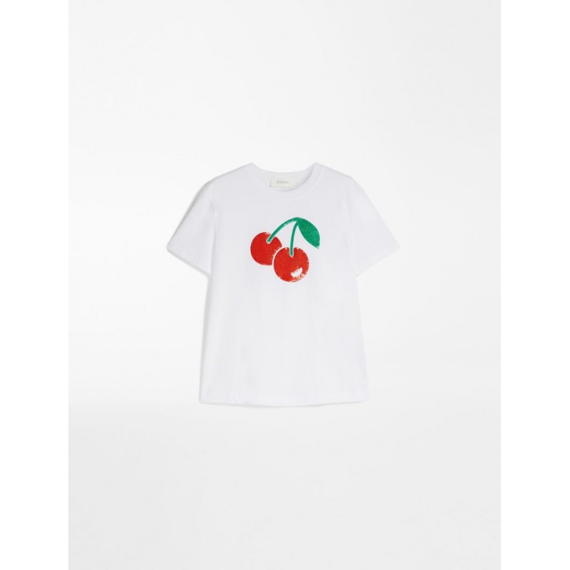 SPORTMAX - Cotton Printed T-Shirt - White/Cherries