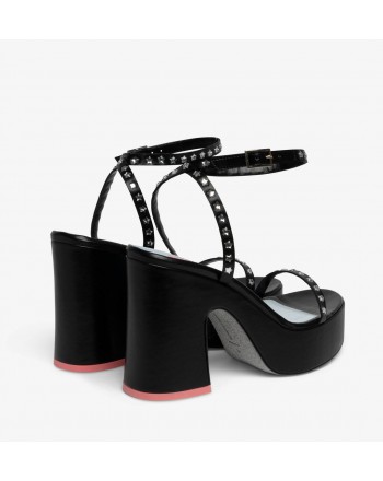 CHIARA FERRAGNI - Platform leather sandals with Stars - Black