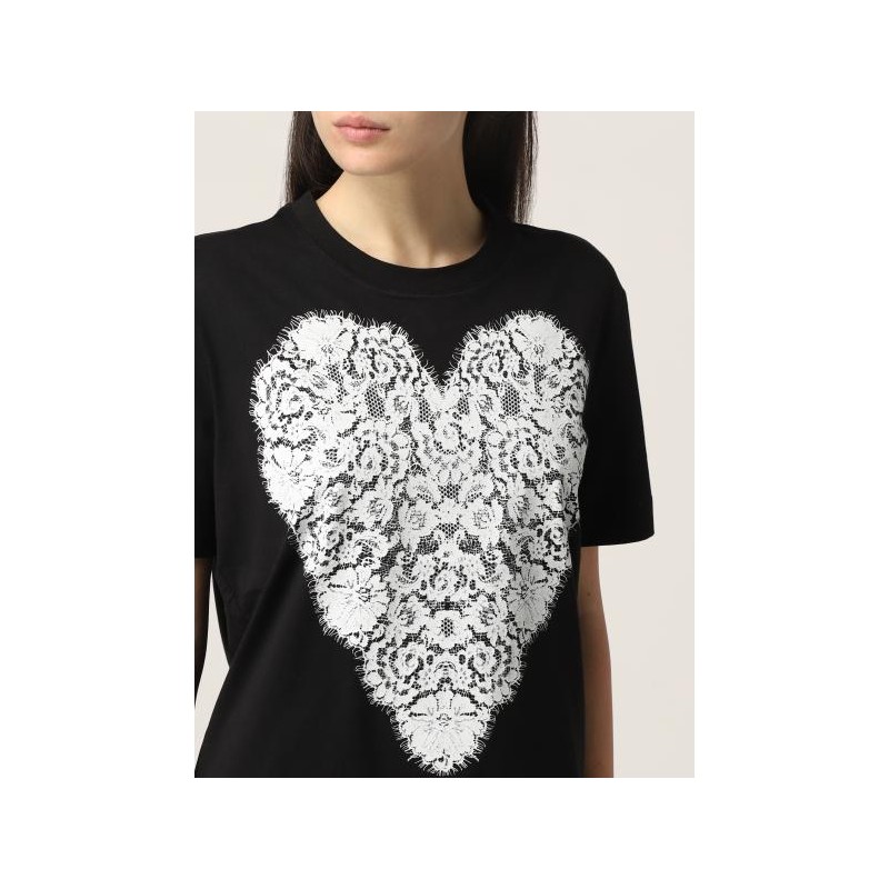 LOVE MOSCHINO - Lace Heart T-Shirt - Black