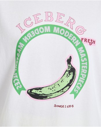 ICEBERG -T-Shirt in Cotone Stampa Banane - Bianco