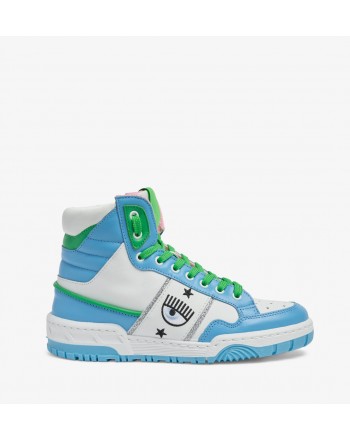 CHIARA FERTRAGNI - CF1 HIGHT sneakers in leather - White/blue/green