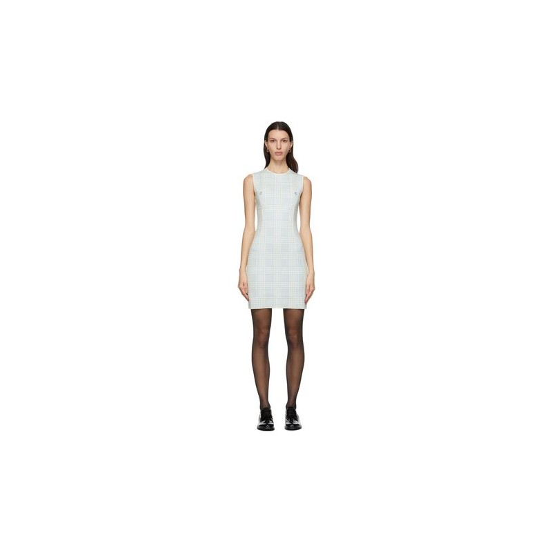 SPORTMAX - PERDONI Jacquard Knit Dress - White/Light Blue