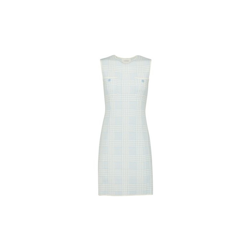 SPORTMAX - PERDONI Jacquard Knit Dress - White/Light Blue