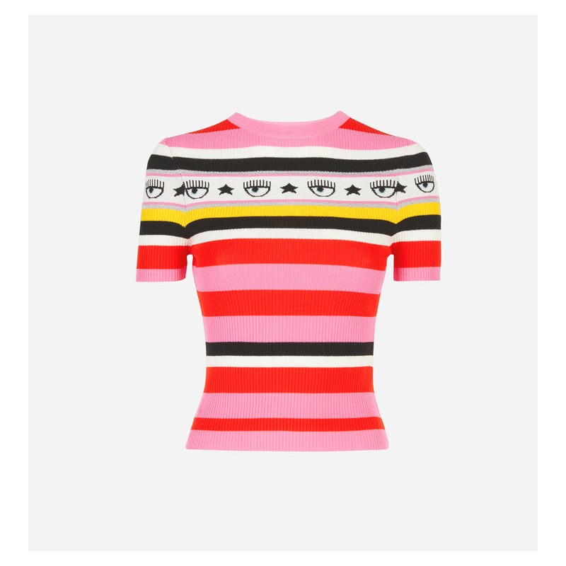 CHIARA FERRAGNI - T-Shirt LOGOMANIA in Maglia - Multicolor