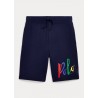 POLO RALPH LAUREN KIDS - Short in spugna spa con logo - Blu navy