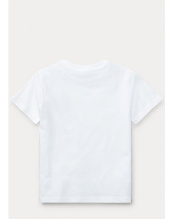 POLO RALPH LAUREN KIDS - T-Shirt girocollo in jersey di cotone - Bianco