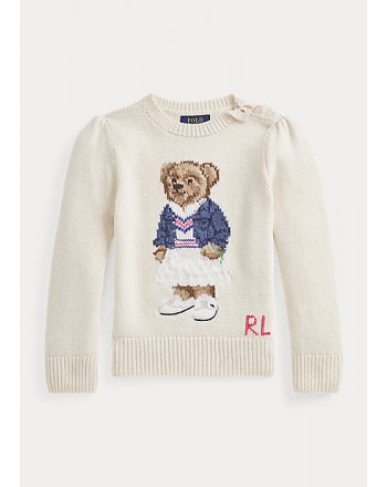 POLO RALPH LAUREN KIDS - Polo Bear cotton sweater - Cream