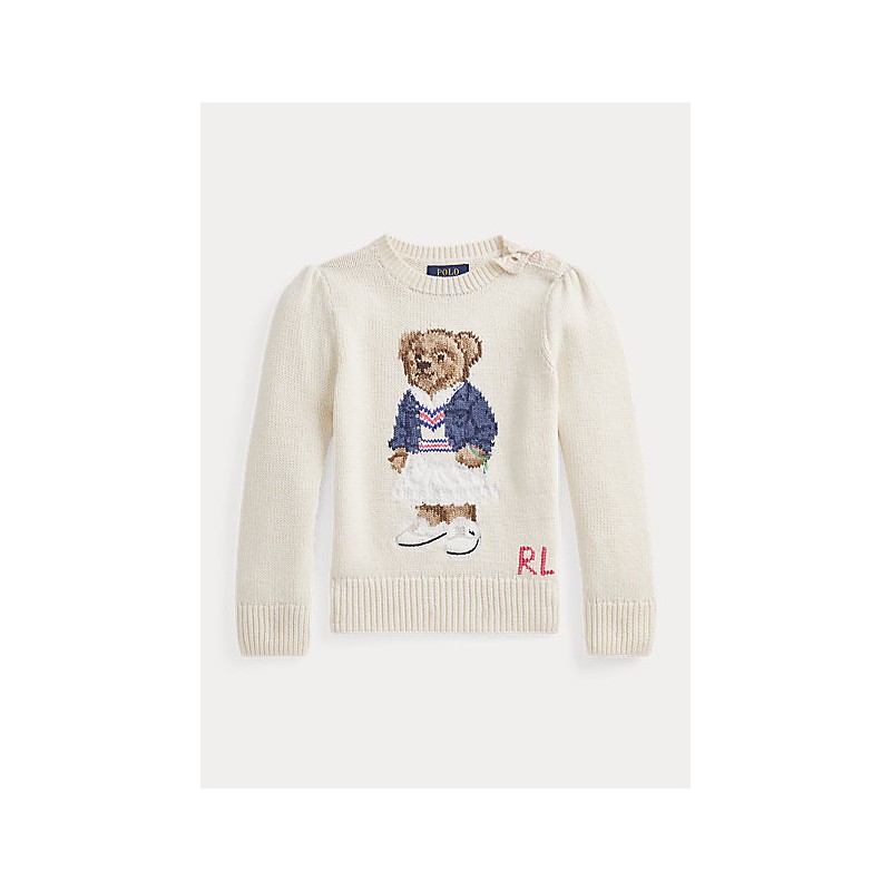 vreemd Meter Opa Sale POLO RALPH LAUREN KIDS Polo Bear cotton sweater Cream -60% Off Elsa  Boutique