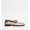 TOD'S - Canvas and leather loafer XXM51B0FK90KQ502MI - White / Brandy