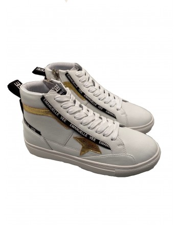 EMANUELLE VEE - laced sneakers with low bottom - White / Gold