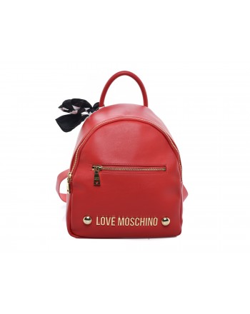 LOVE MOSCHINO - Ecoleather Backpack with Logo front Pocket - Red