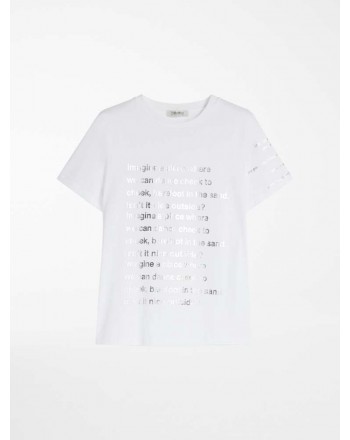 S MAX MARA - T-Shirt in Cotone GIGA - Bianco Scritte