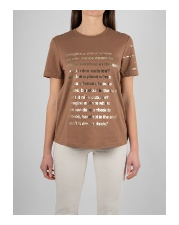 S MAX MARA - T-Shirt in Cotone GIGA - Camel Scritte