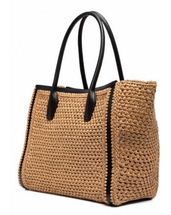 TOD'S - Rafia Shopping Bag - Natural/Black