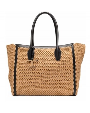 TOD'S - Rafia Shopping Bag - Natural/Black