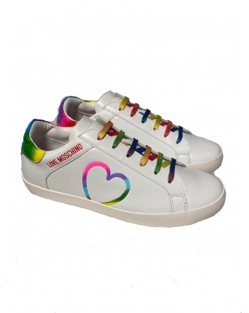 LOVE MOSCHINO - Rainbow sneakers in leather Color/White