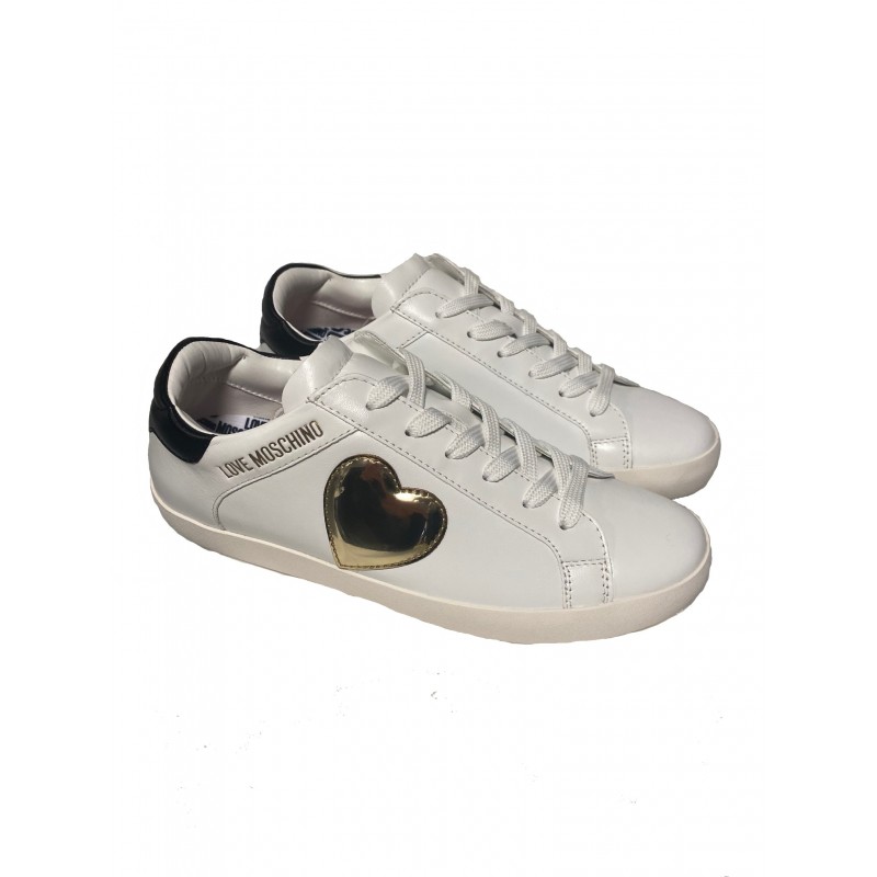 LOVE MOSCHINO - Sneakers CUORE oro - Bianco