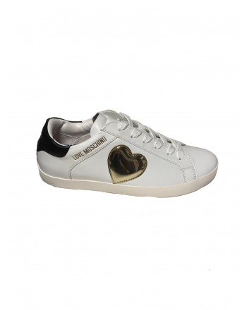 LOVE MOSCHINO - Gold Heart sneakers - White