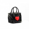 LOVE MOSCHINO - Hand bag in eco shearling with heart embroidery - Black