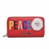 LOVE MOSCHINO - Zip around wallet in faux leather with multicolor patches and Mountain Girl - Red
