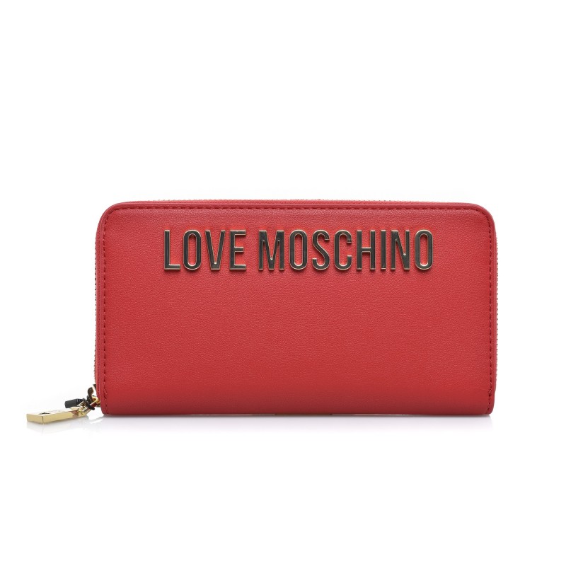 LOVE MOSCHINO - Zip around wallet in faux leather  - Red