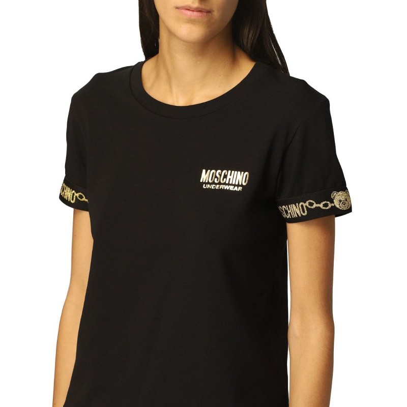 MOSCHINO - T-Shirt Cotone Banda Logo - Nero