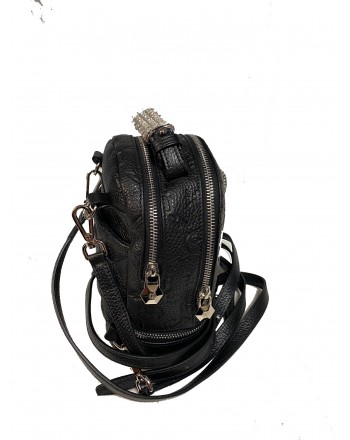 PHILIPP PLEIN - Monogram Leather Backpack - Black