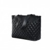 LOVE MOSCHINO -  CHARMING Shopping bag in quilted faux leather with patches - Black