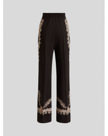 ETRO - Palazzo Pants with Floral Motifs - Black / Gold
