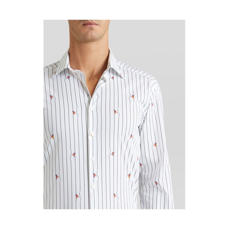 ETRO - Striped shirt with pirates - White / Black