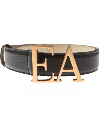 EMPORIO ARMANI - Leather Logo Belt - Dark