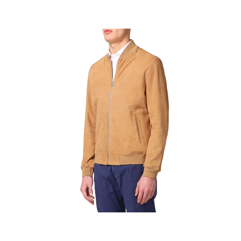 BRIAN DALES - Suede leather jacket - Sand