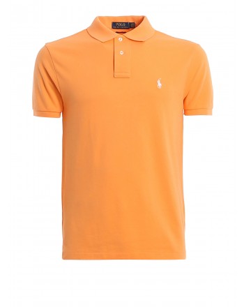 POLO RALPH LAUREN - Slim Fit Pique' Polo Shirt - Sailing Orange
