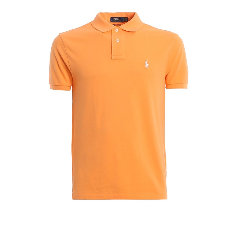 POLO RALPH LAUREN - Slim Fit Pique' Polo Shirt - Sailing Orange