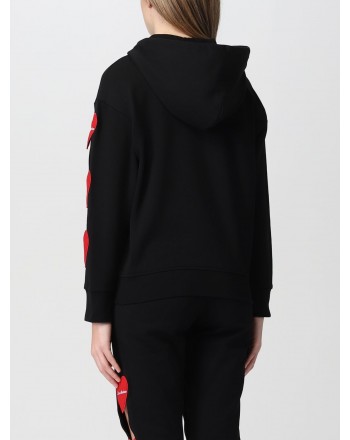LOVE MOSCHINO - Zip sweatshirt with heart patches - Black