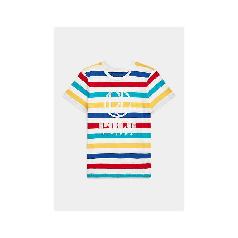 POLO RALPH LAUREN - t-shirt riga con logo - multicolor