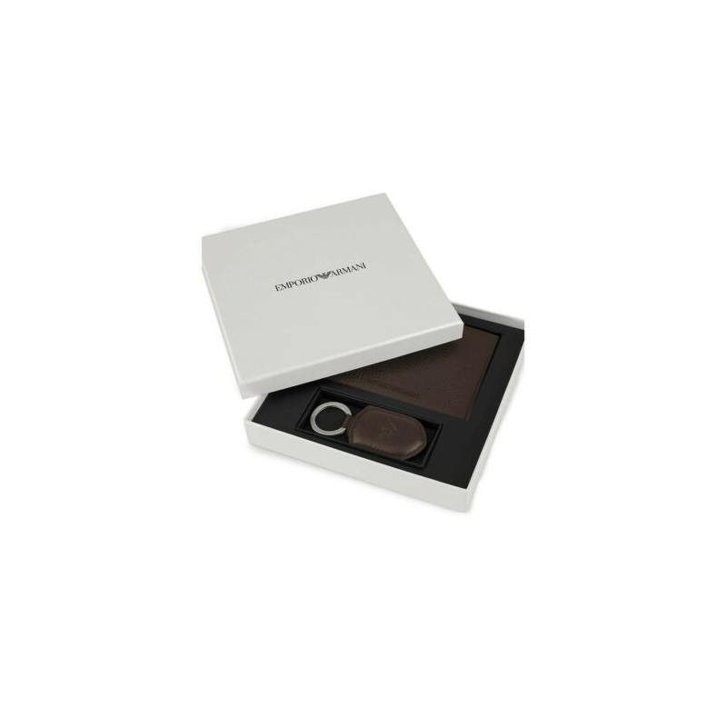 EMPORIO ARMANI -Set Wallet plus key ring Y4R222 - Dark Brown