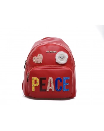 LOVE MOSCHINO - PEACE Patch Backpack - Red