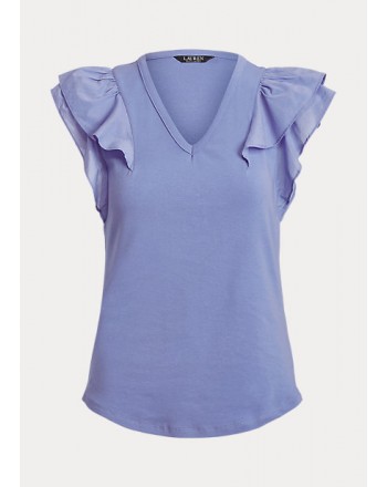 LAUREN RALPH LAUREN - ruffle sleeve shirt - light blue