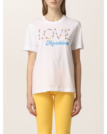 LOVE MOSCHINO - T-Shirt   Logo Smarties -Bianco