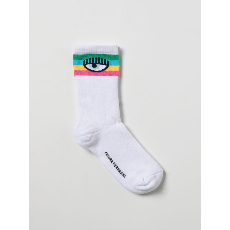 CHIARA FERRAGNI - Multicolor Logo Socks - White/Multicolor