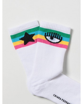 CHIARA FERRAGNI - Multicolor Logo Socks - White/Multicolor