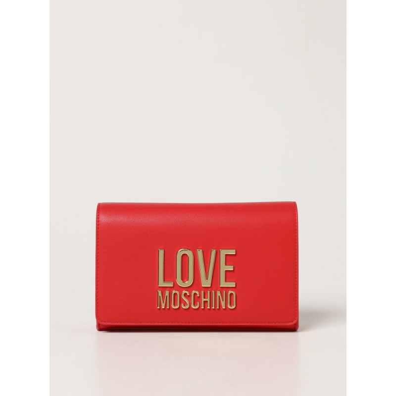 LOVE MOSCHINO - Synthetic Leather Bag with Logo - Red