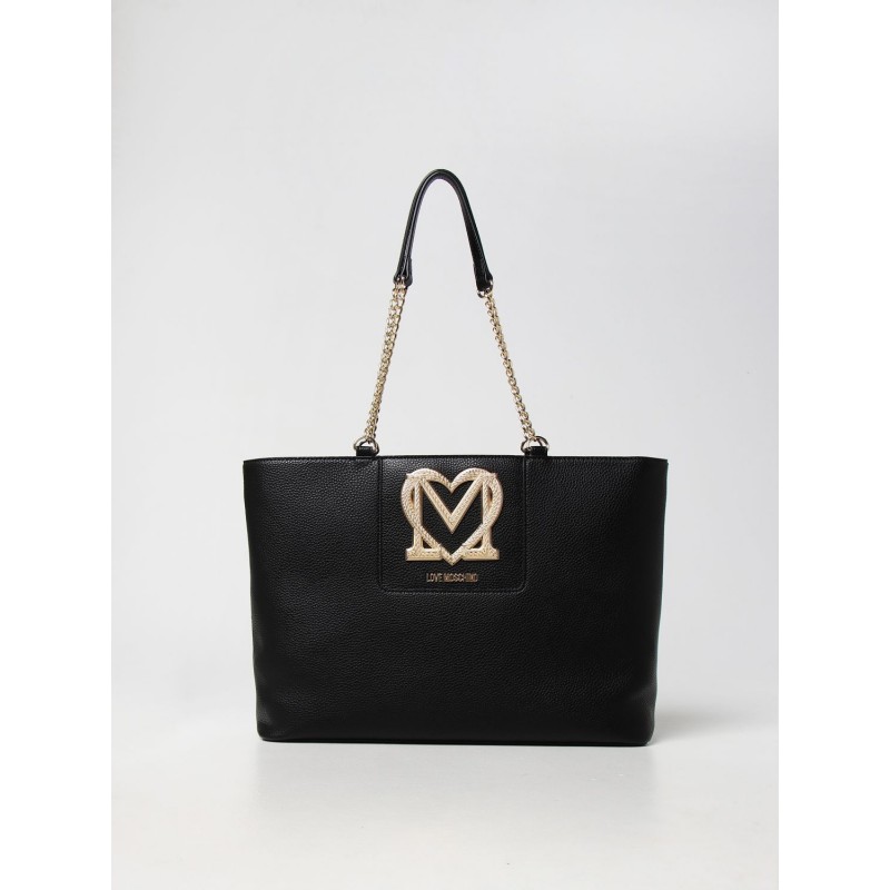 LOVE MOSCHINO - Golden Logo Shopping Bag - Black