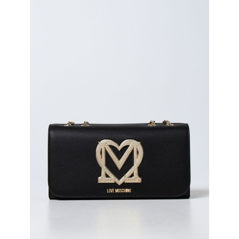 LOVE MOSCHINO - Shoulder Bag with Golden Logo - Black
