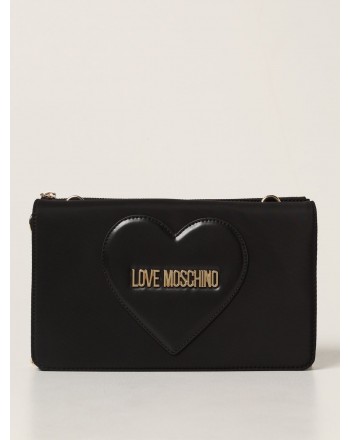 LOVE MOSCHINO - Eco-leather Heart Nylon Bag - Black